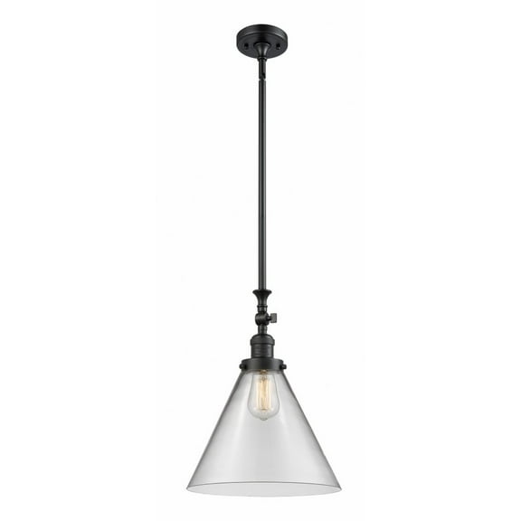 206-BK-G42-L-Innovations Lighting-Cone - 1 Light Stem Hung Tiltable Mini Pendant In Industrial Style-18 Inches Tall and 12 Inches Wide-Matte Black