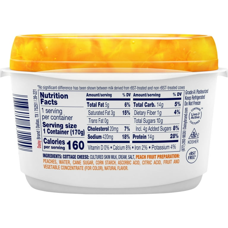 Daisy Cottage Cheese with Peach, 4% Milkfat, 6 oz Cup