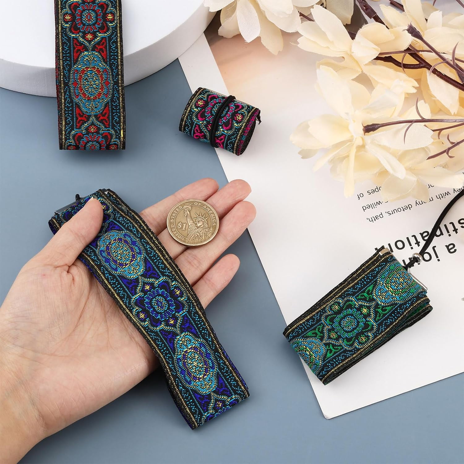 8143 Adjustable Hat Bands For Men And Women Fedora Cowboy Ribbon Jacquard Ribbon Hat Band: Adjustable Western Fedora or  main image 2