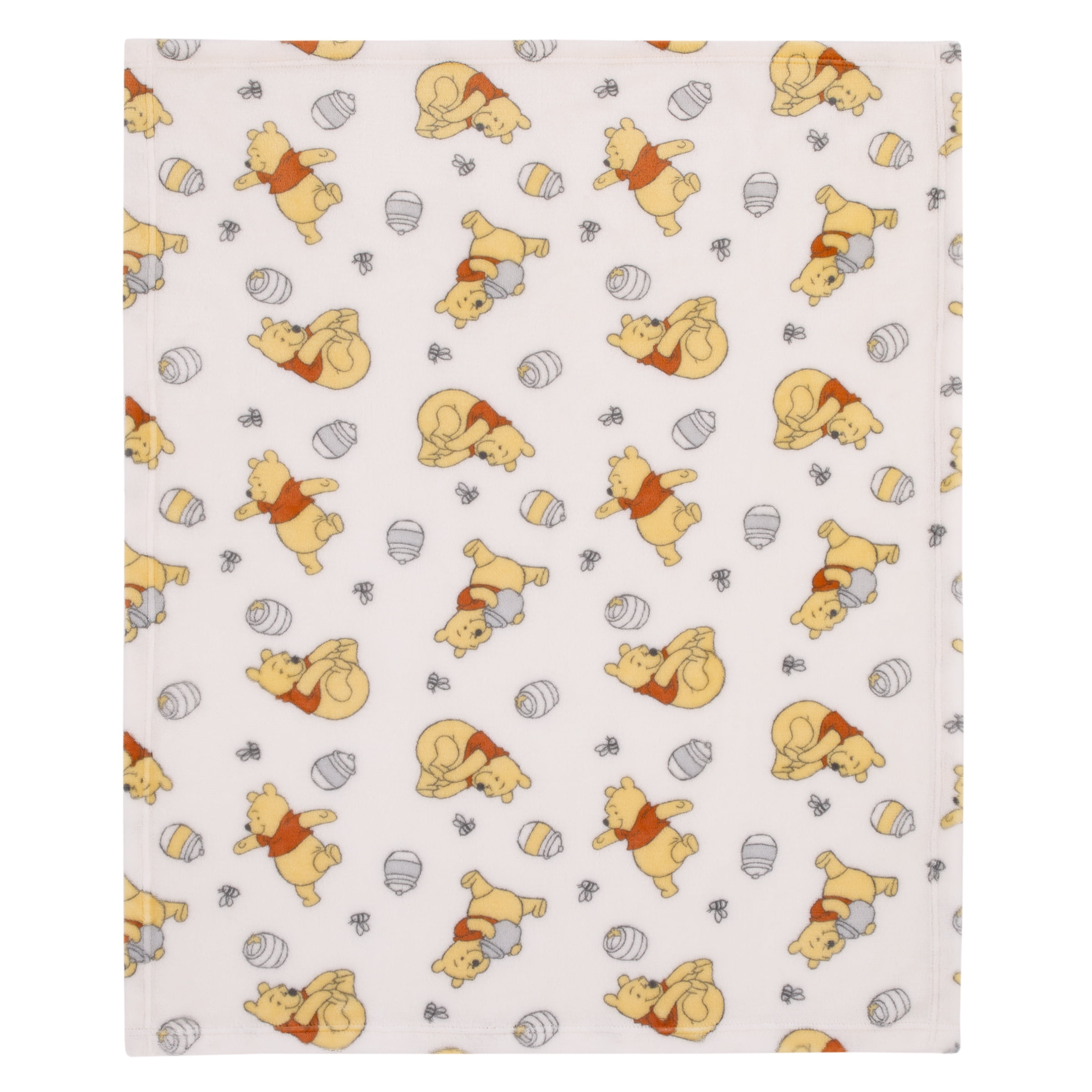 Disney Winnie The Pooh Plush Baby Blanket, Ivory, Infant Girl or Boy, Unisex