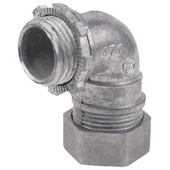 Steel City Compression Elbow Connector 90 Degree for EMT - Die-Cast Zinc - 1/2 In, 1 Pack