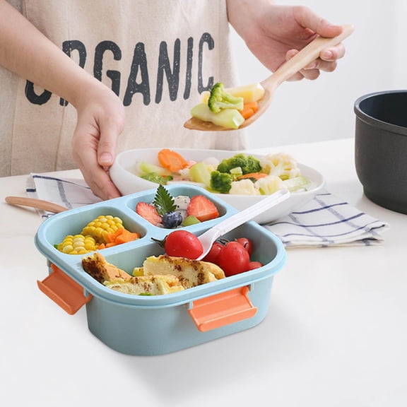 Microwave-Safe Lunch Box for Office Workers - 1100ml Bento Box with Partitions, Food Grade Plastic, Leak-Proof & Fresh-Keeping, 20x20x7.5cm, Easy to Clean & Heat in Microwave Oven