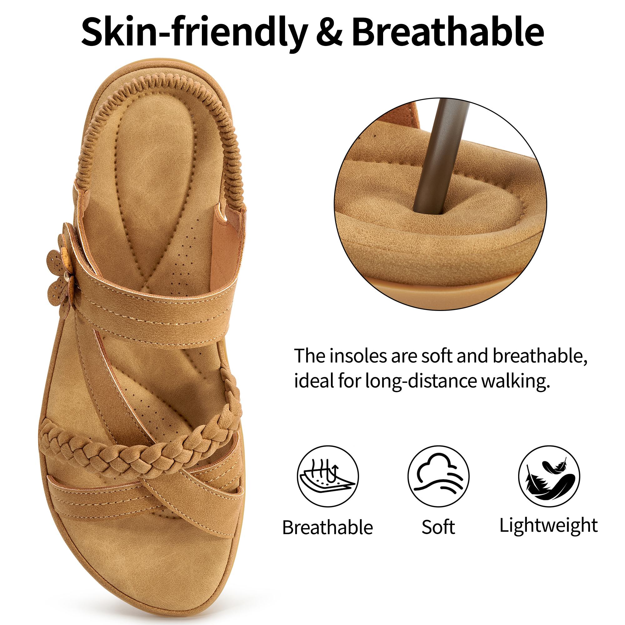 Ablanczoom Women's Non-Slip Summer Sandal, Brown photo 4