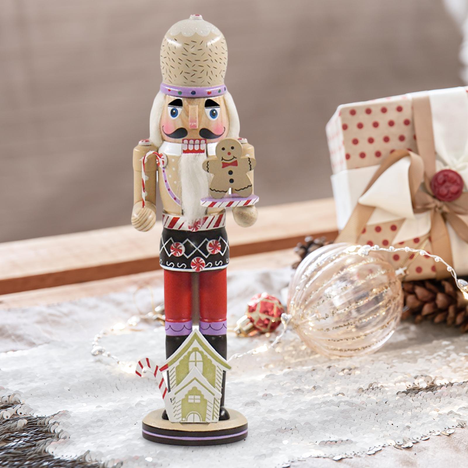 Figurine Casse-Noisette Pêcheur En Bois - 38 Cm - Décoration De Noël Rustique Pour Maison, Table Ou Arbre