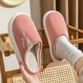 thumbnail image 4 of Xfvqtps Mens and Womens Furry Slippers Cloth Cover Solid Color Memory Foam Thick Bottom Soft Sole Waterproof Comfortable Non-Slip Warm Winter Home Slippers Pink, 4 of 7