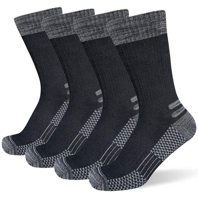 suaskk Calcetines para botas de trabajo para hombre, calcetines gruesos acolchados que absorben la humedad, 4 pares