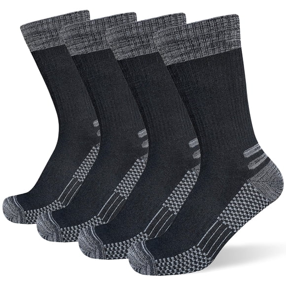suaskk Calcetines para botas de trabajo para hombre, calcetines gruesos acolchados que absorben la humedad, 4 pares