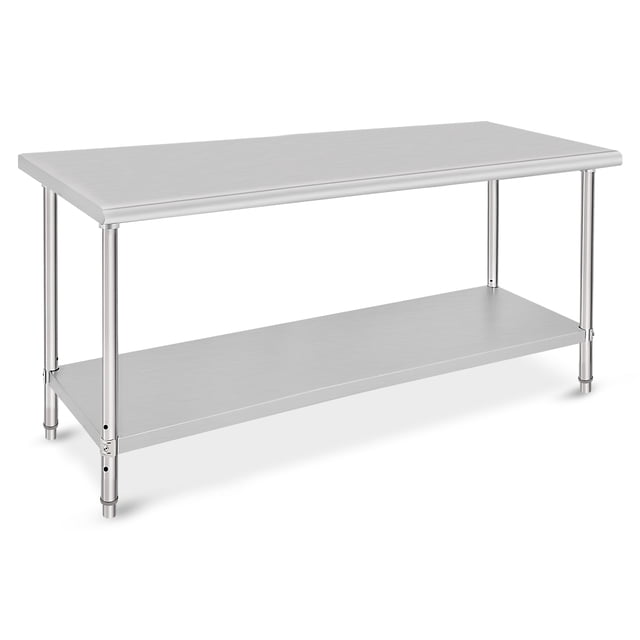 Zzistar Commercial Stainless Steel Work Table, Food Prep Stainless Steel Table, Metal Table Cart Heavy Duty Worktable with Caster Wheel, for Kitchen Restaurant Garage, Silver