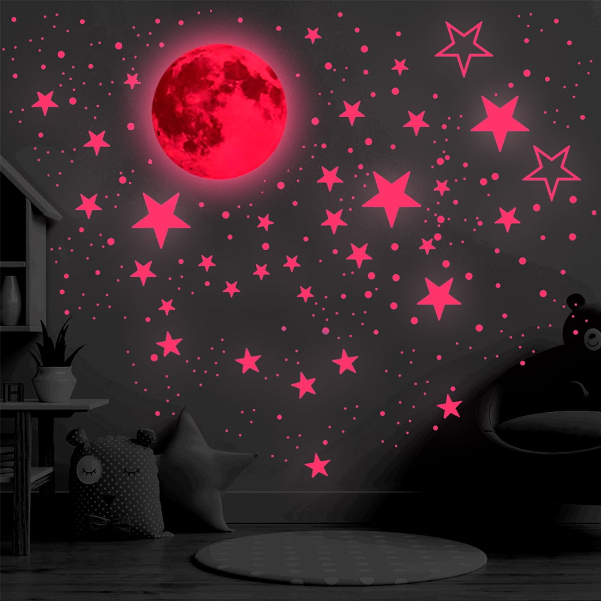 435Pcs Glow in The Dark Stars Wall Stickers Glowing Stars for Ceiling  Luminous Stars and Moon Wall Decals Fluorescent Star Ceiling Stickers for  Living Room Nursery Kids Bedroom Decor 
