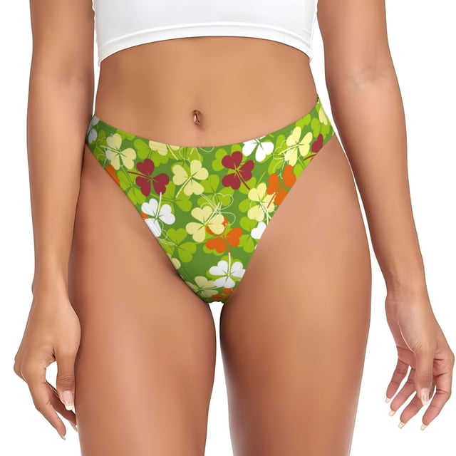 Balery St. Patrick's Day3 Tangas de Algodón para Mujer con Estampado – Ropa Interior Sexy, Transpirable, G-string-XX-Large