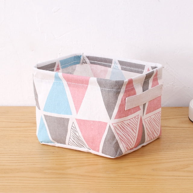 Colorful Triangle - Fresh and Rustic Fabric Storage Basket, Nordic Style Storage Box B, Shelf Storage Boxes,Wardrobe Storage Racks,Storage Boxes with Handles,Household and Office Storage Baskets