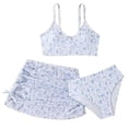 thumbnail image 2 of hengsof Girls 3 Piece Swimsuit Set Fashion Print Bikini Halter Top Swim Skirt Swim Bottom Cute Summer Beach Bathing Suit for Kids Ages 6-14, 2 of 5
