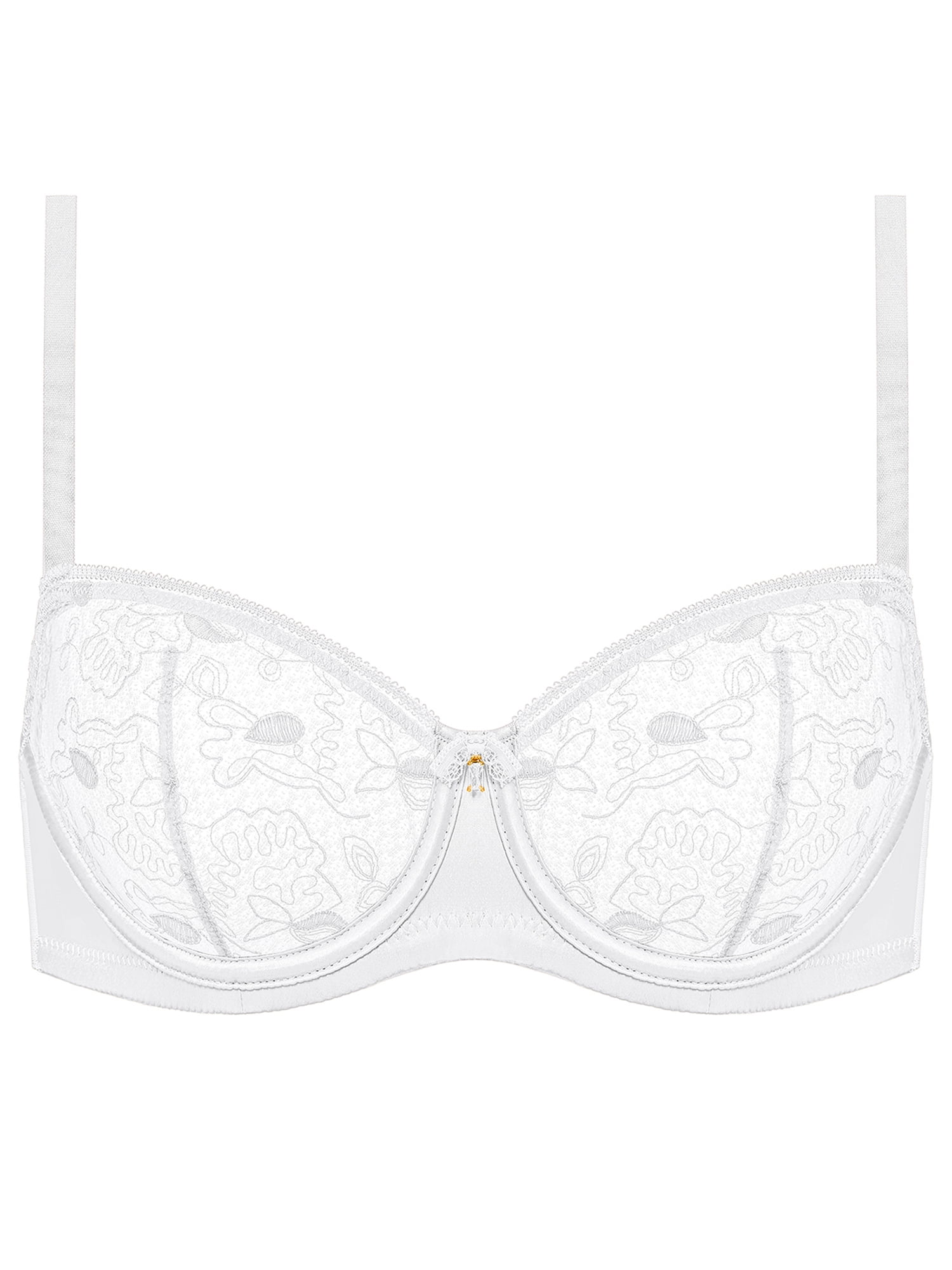 Deyllo Women Lace Demi See Through Bras Underwired Support Push Up Bras Unline Comfort White Bras Clothes Size 36C