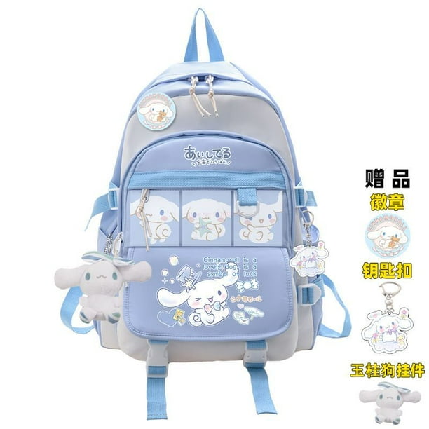New Sanrio Plush Toy Cinnamoroll Backpack Children Girl Boy Black Y2k Blue Schoolbag Kawaii Student School Bag Computer Large qiuyongming unisex