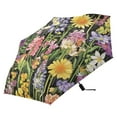 thumbnail image 5 of Spring Garden on Black Folding Umbrella UV50+ Waterproof Sun Protection Auto Open Close Compact Fiberglass Frame, 5 of 8