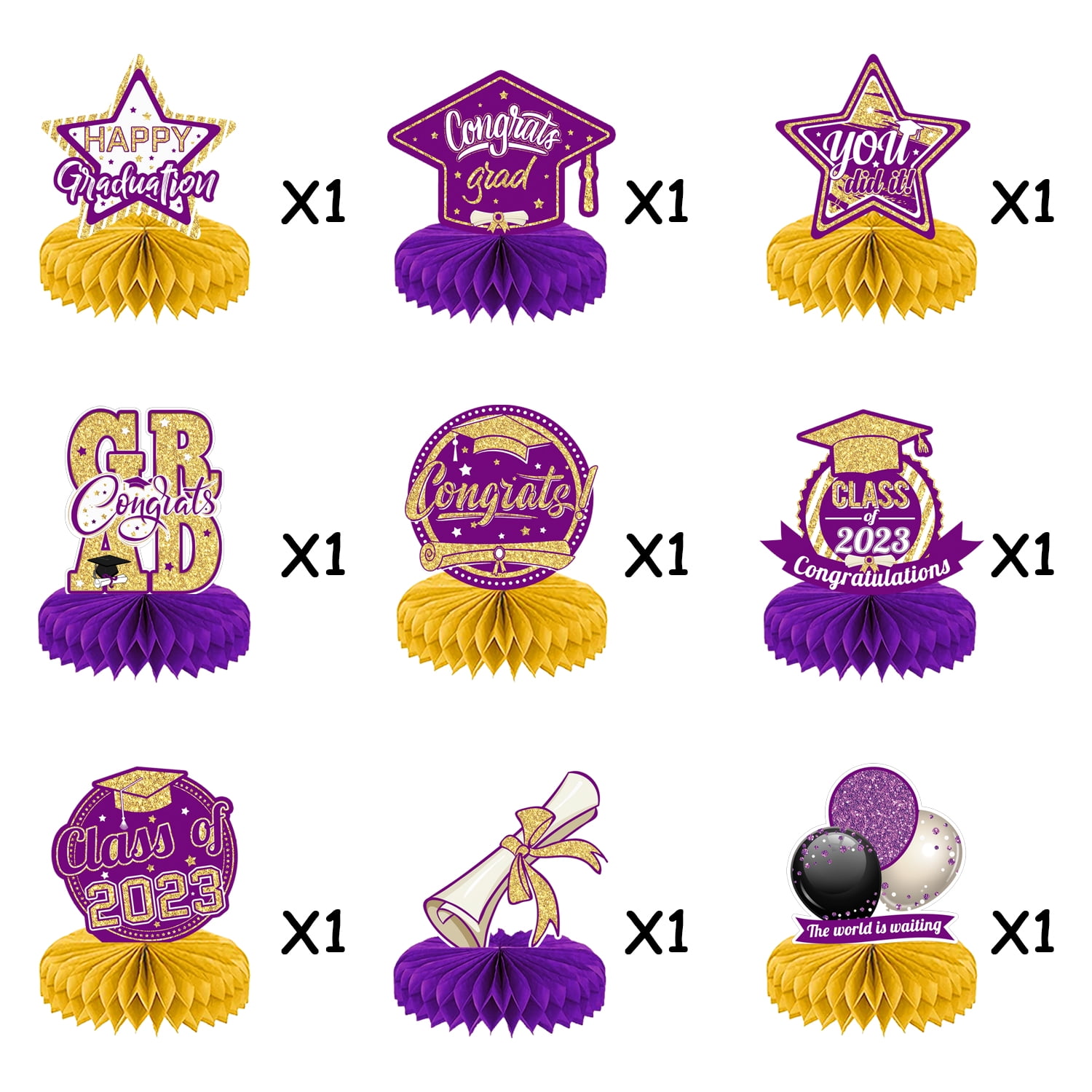 Graduation Centerpieces for Tables 2023, Black and Gold Graduation