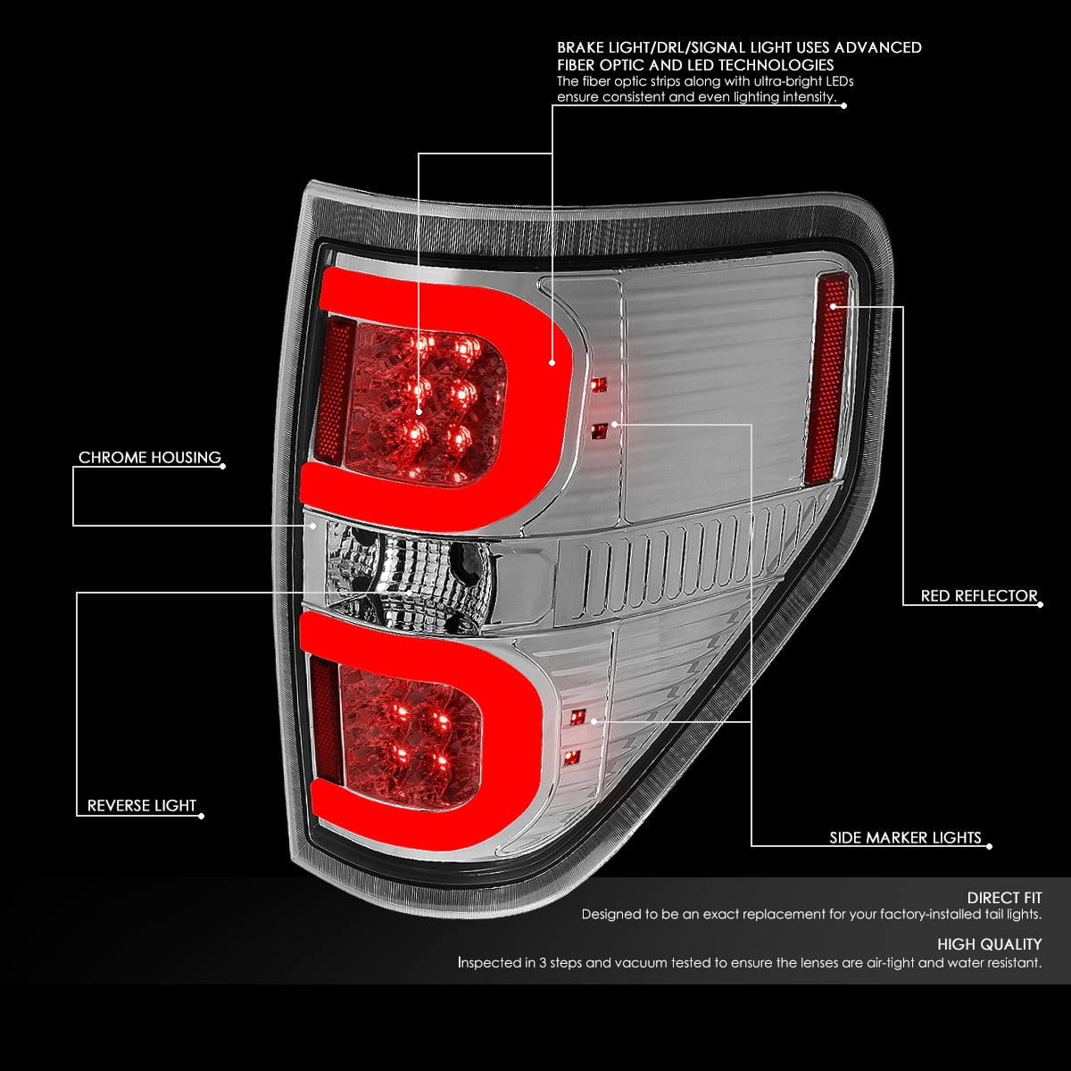 FiBer OpTiC 06-08 Lexus IS Black Smoke Rear Tail Light Super Bright LED Bulb 