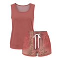 thumbnail image 4 of Two Piece Sets for Women Summer Lounge Short Sets Tank Square Neck Sleeveless Sweatsuit Drawstring Elastic Waist Shorts with Pockets 2Xl, 4 of 4