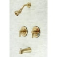 thumbnail image 2 of Kingston Brass KB667NDL Nuvofusion Two-Handle Tub And Shower Faucet With Volume Control, Brushed Brass, 2 of 4