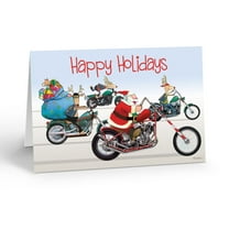 Santa's Motorcycle Deliveries Christmas Card - 5" x 7" Christmas Card - 18 Cards & 19 White Envelopes - 20127