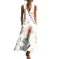 thumbnail image 2 of Smsaxvxz Women's Summer Dresses Fashion Floral Printed V Neck Sleeveless Casual Comfortable Beach Vacation Maxi Sundress A-7 XL, 2 of 8