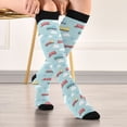 thumbnail image 5 of FORMRS Womens Knee High Socks Casual Long Thick Travel Daily Wear, 2 Pairs, Blue Trains Pattern, 5 of 6