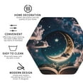 thumbnail image 3 of Honeii Artistic Starry Sky Moon Book print Leather Coaster Set of 4, ideal for safeguarding your furniture from drinks spills and effortless cleanup-Hexagon, 3 of 6