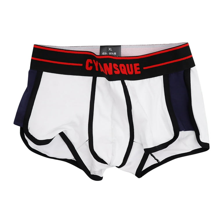 QAZXD Men's Underwear Cotton Sweat Absorbing Fitness Boxer Briefs Buy 2 Get  1 Free（White，XXL）
