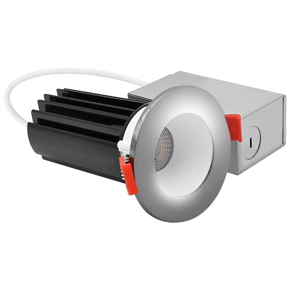 LUXRITE 2 In. LED Recessed Light, Round White & Chrome Interchangeable Trim, 5CCT, 1000LM, 15W, High Output, Dimmable