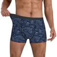 thumbnail image 3 of Men's Boxer Briefs, Dark Blue Paisley Soft Comfy Mens Underwear Boxer Briefs Breathable With Widen Waist, 3 of 7