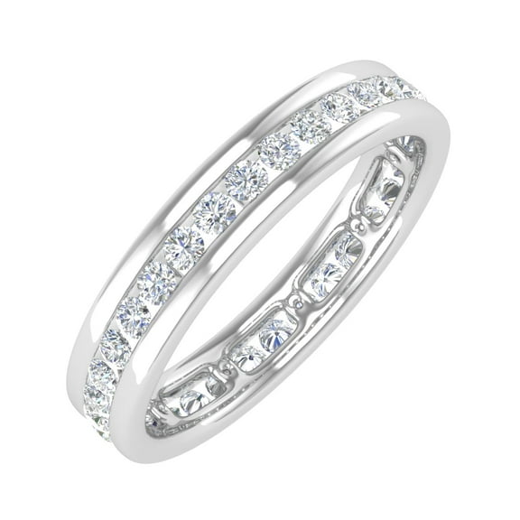 1/2 Carat Channel Set Diamond Wedding Eternity Ring Band in 14K White Gold (Ring Size 6.5) (SI1-SI2 Clarity)