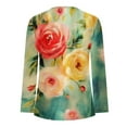 thumbnail image 4 of YOTAMI Printed Blouse for Women Plus Size Blouse for Daily Long Sleeve Button V-Neck Ruffled Comfy Tops Multicolor XXXL, 4 of 5