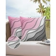 thumbnail image 6 of Pack of 2 Outdoor Pillow Covers, Abstract Beach Aesthetic Grey to Pink Gradient Waterproof Square Throw Pillowcase Cushion Decorative Pillow Covers for Couch Patio Tent, 18x18 in, 6 of 6