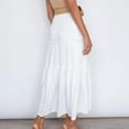 thumbnail image 7 of YANHAIGONG Summer Tiered Long Skirts for Women,Women’S Boho Elastic High Waist Pleated A-Line Flowy Swing Asymmetric Tiered Maxi Long Skirt Dress with Pockets, 7 of 7