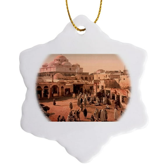 3dRose, Chrome Vintage Mideast, 3 inch Snowflake Porcelain Ornament