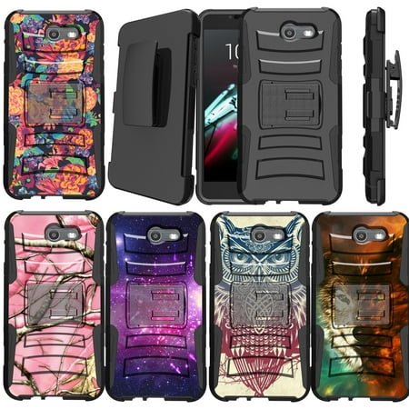 Samsung Galaxy J7 2017 | J7 Sky Pro SM-J720 Holster Case [ Case for Girls][Cute Phone Case Series]Built-In Kickstand + Bonus Holster - Plain Black /No