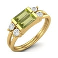 thumbnail image 2 of 1.52 Ctw Baguette Peridot 925 Sterling Silver Gold Vermeil Dual Spilt Shank Valentines Day Gifts Ring, 2 of 3