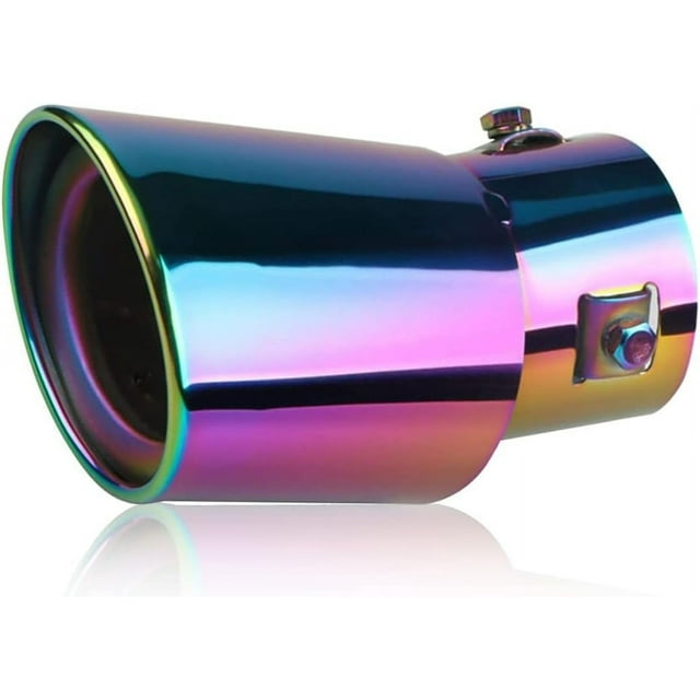 GFDYREE 1 PC Stainless Steel Exhaust Tip, 2-2.5 Inch Inlet Polished Exhaust Pipe, Car Exhaust Pipe Flue Muffler, Compatible with Most Vehicles Exterior Rear Tip Pipe Modified (Multicolored/B