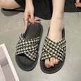 thumbnail image 2 of Zapatilla cruzada para mujer, moda informal, suela gruesa, zapatilla de plataforma para mujer para verano, pata de gallo, negro 39, 2 of 14
