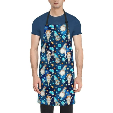 

Coaee Ice blue old man cute winter for Waterproof Apron for Unisex Adult with Adjustable Bib Apron