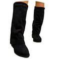 thumbnail image 3 of Shadoumai Women Slouchy Knee High Boots Casual Round Toe Pull On Riding Biker Boots Fold Over Chunky Low Heel Platform Boot, 3 of 9