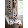 thumbnail image 5 of Nvzi Cortina de lino y algodón estilo bohemio con estampado geométrico de pompones de colores, paneles transparentes bohemios para dormitorio y sala de estar, 1 pieza, 59" de ancho y 86" de largo, 5 of 5
