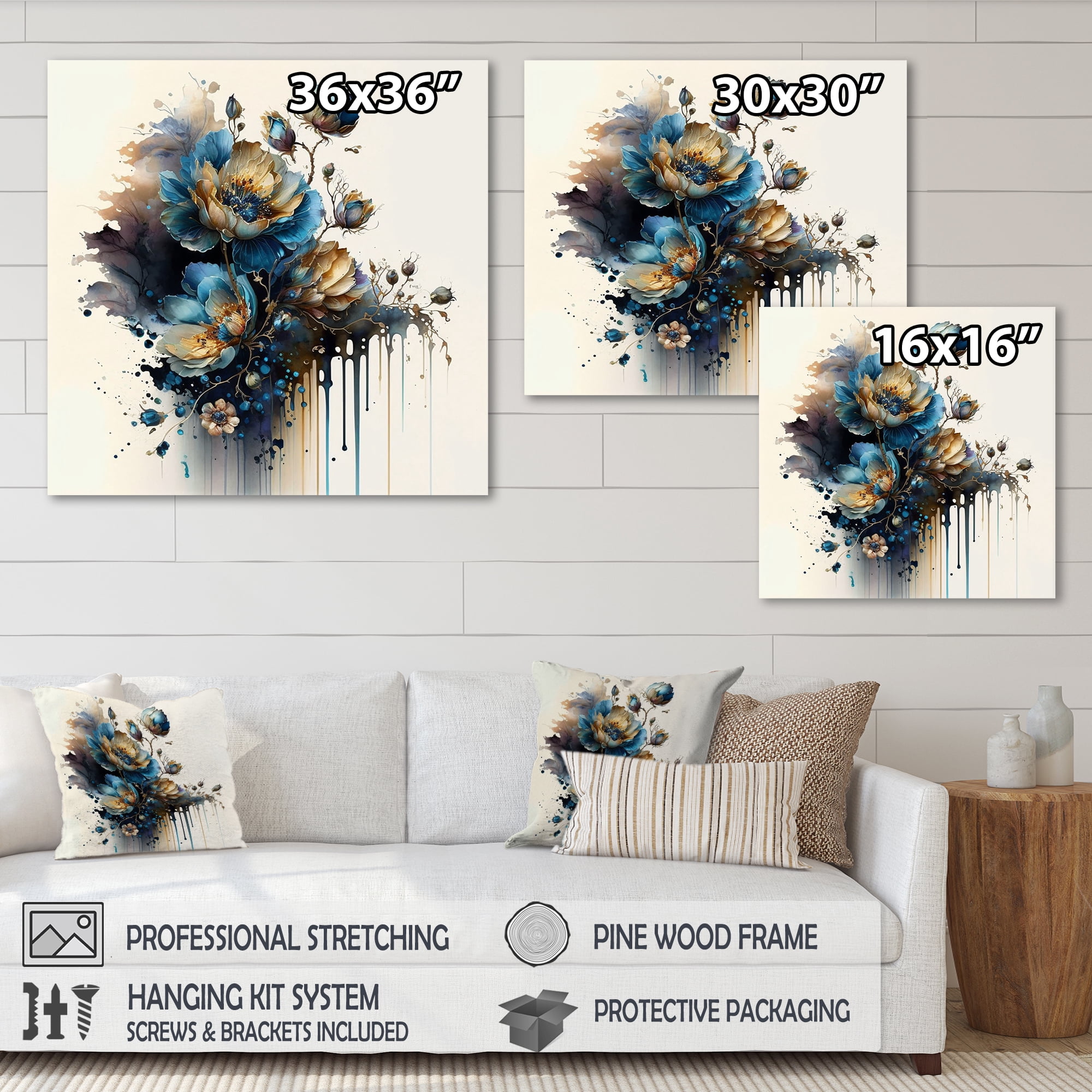 Designart Realistic Blooming Flowers I Canvas Wall Art