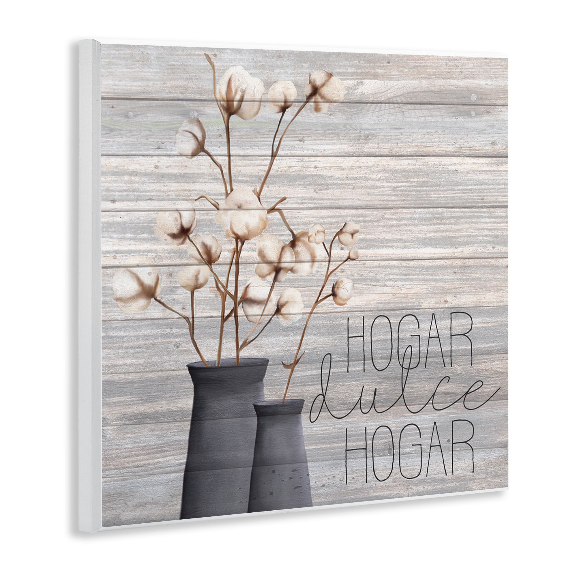 Stupell Industries Hogar Dulce Hogar con Algodón Inspirational Quotes & Sayings Painting Unframed Art Print Wall Art, 12 x 12