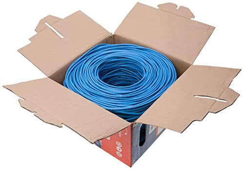 Cables Direct Online 1000FT CAT6 Plenum CMP Solid UTP Cable 550MHz Ethernet LAN 23AWG CCA (Copper Clad Aluminum) Bulk Pull Box, Blue