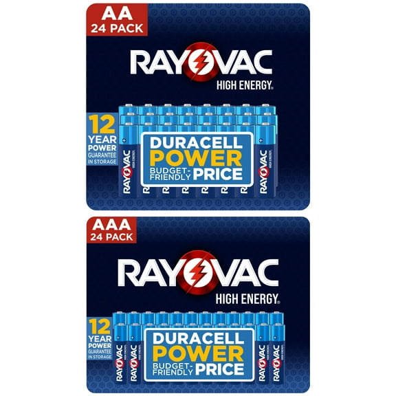 Rayovac High Energy AA Batteries (24 Pack) and AAA (24 Pack) Batteries (48 Pack Total)