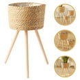 thumbnail image 4 of Maceta tejida de madera con patas de apoyo, cesta para macetas, cesta para flores de madera, 4 of 8