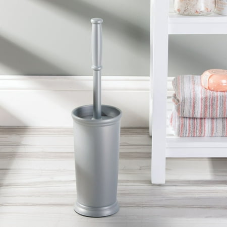 iDesign Kent Toilet Bowl Brush and Holder for Bathroom Storage, Silver