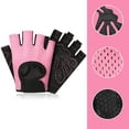 thumbnail image 4 of Guantes de fitness Guantes de entrenamiento para hombres y mujeres Guantes de ejercicio para levantamiento de pesas Entrenamiento de ciclismo Medio dedo Rosa L, 4 of 10