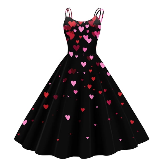 2026 Valentine's Day Dresses for Women Spring Summer Sleeveless Cooktail Summer Dresses A-line Black S